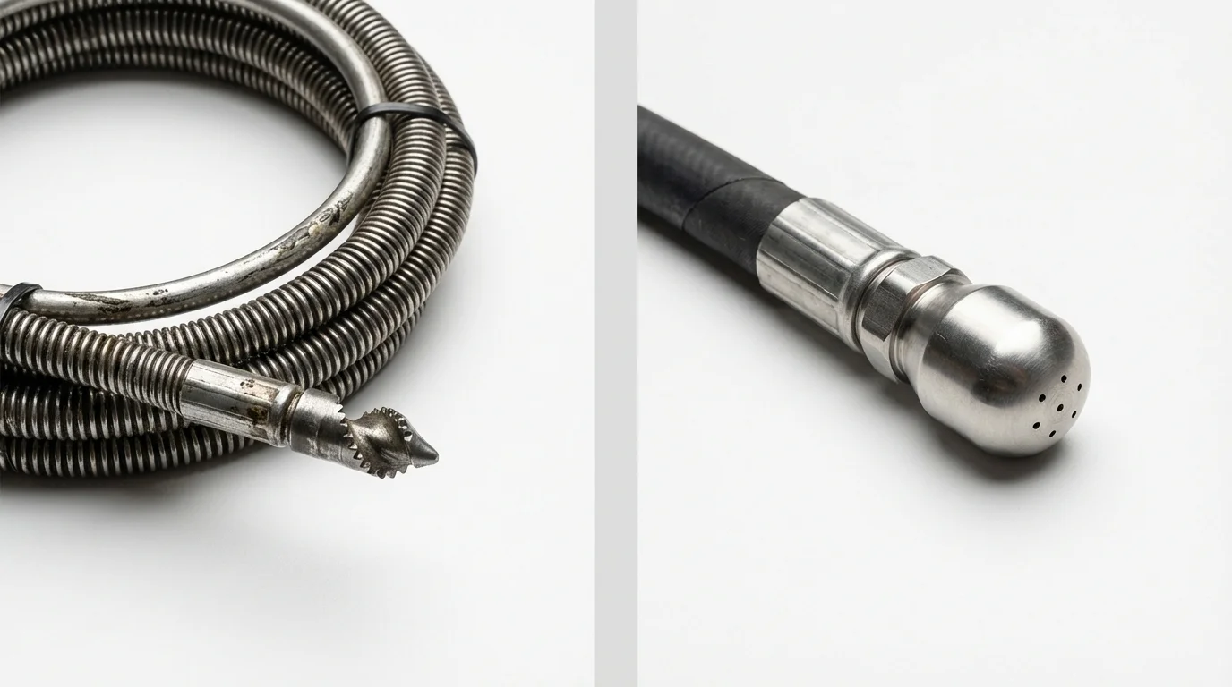 Drain snake cable and hydro jetting nozzle used for drain cleaning in Billings, MT
